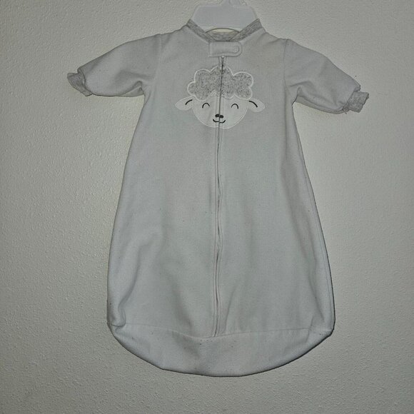 4 Carters Baby Fleece Sleep Sack Lot Pajamas 0-9 Months OS White Gray Blue Sheep - Picture 2 of 16